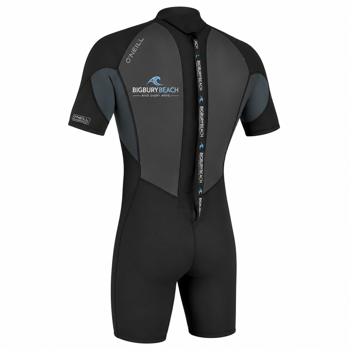 BIGBURYBEACH Men's Short Sleeve Wetsuit Black Grey Surf Suit